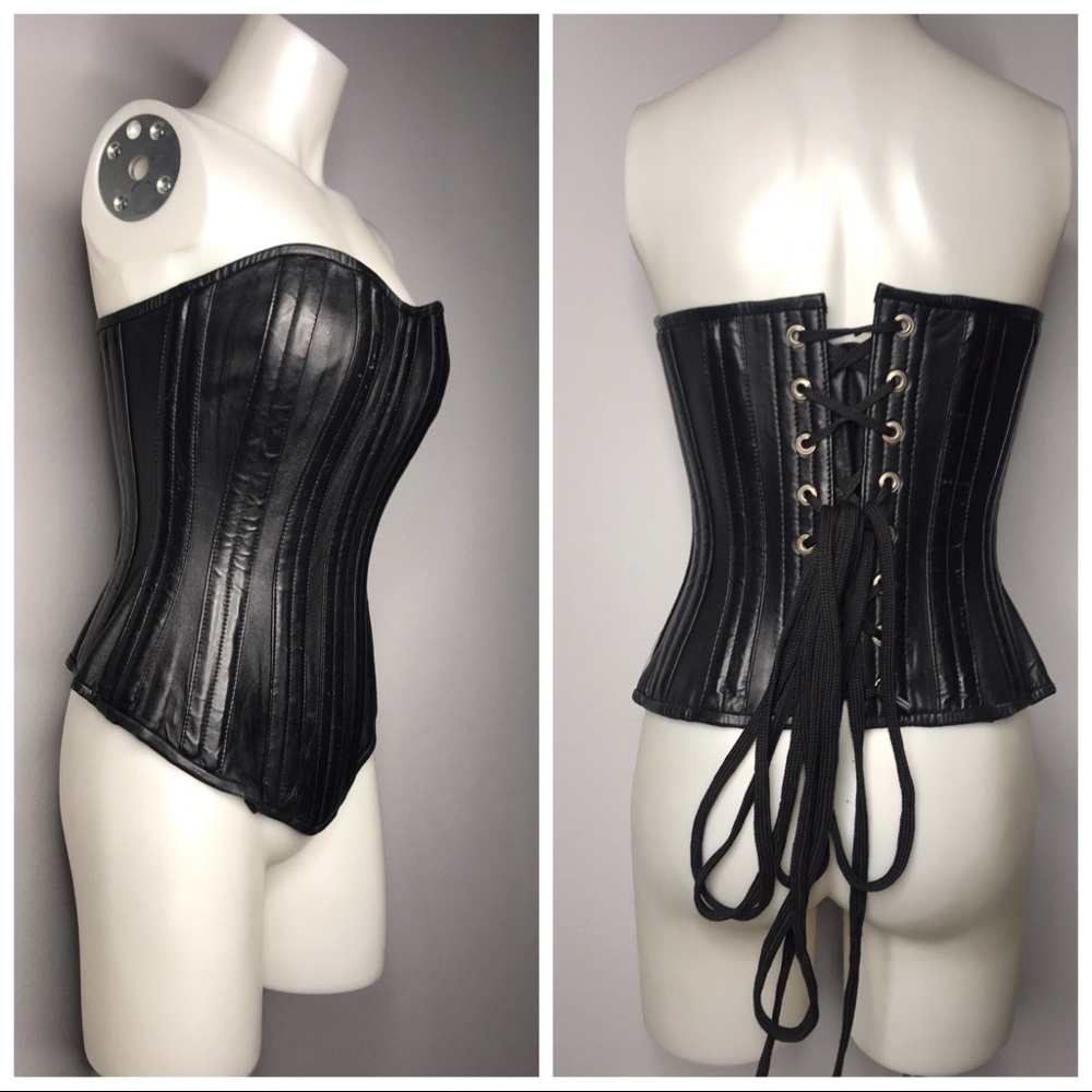 Leather over bust corset